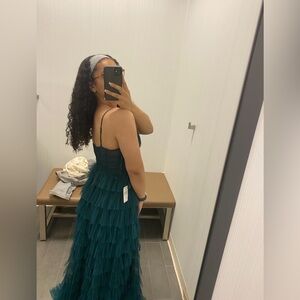 Elegant Green Ruffled Maxi Dress